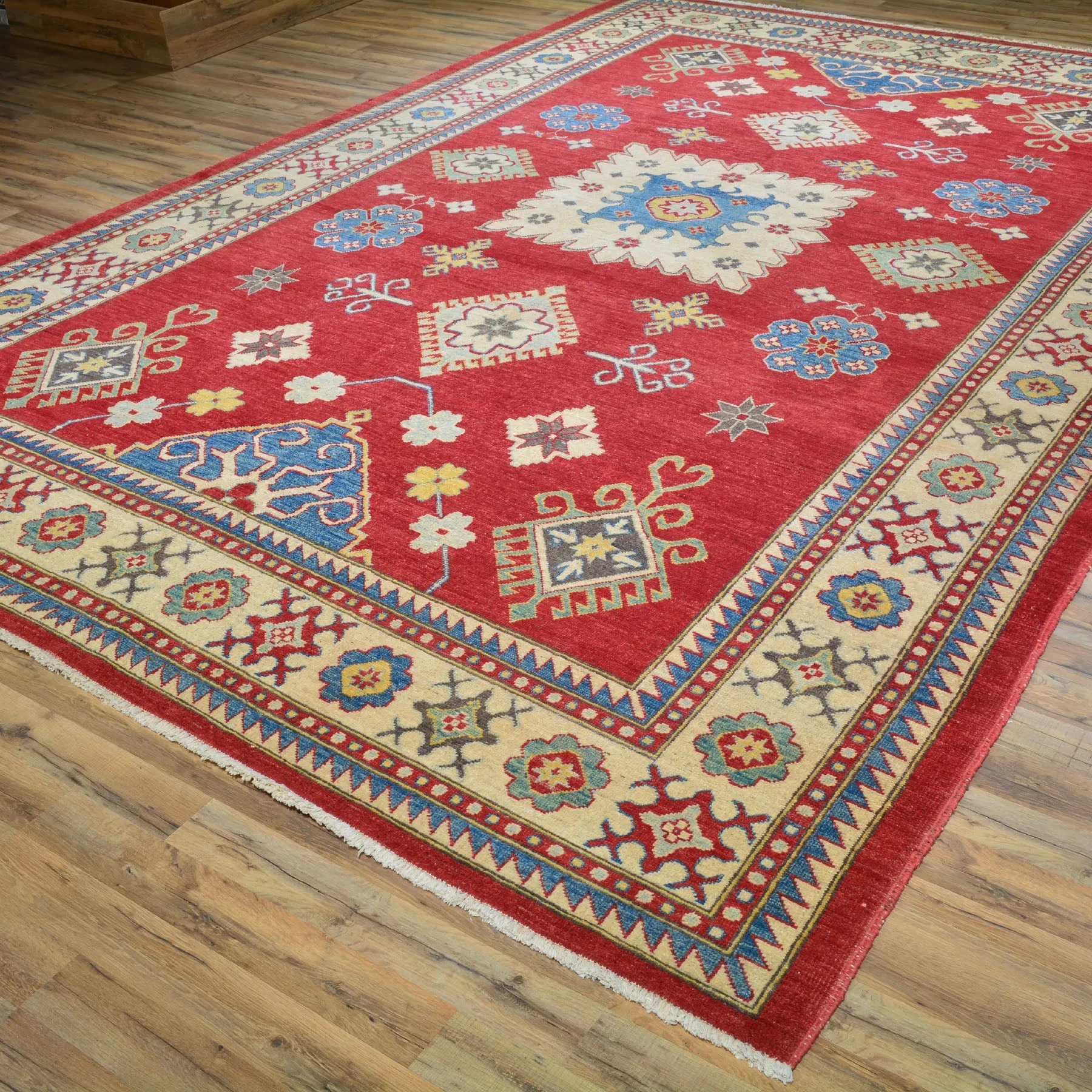 Hand-Knotted Tribal Kazak Design Handmade Wool Rug (Size 9.0 X 13.4) Cwral-1260