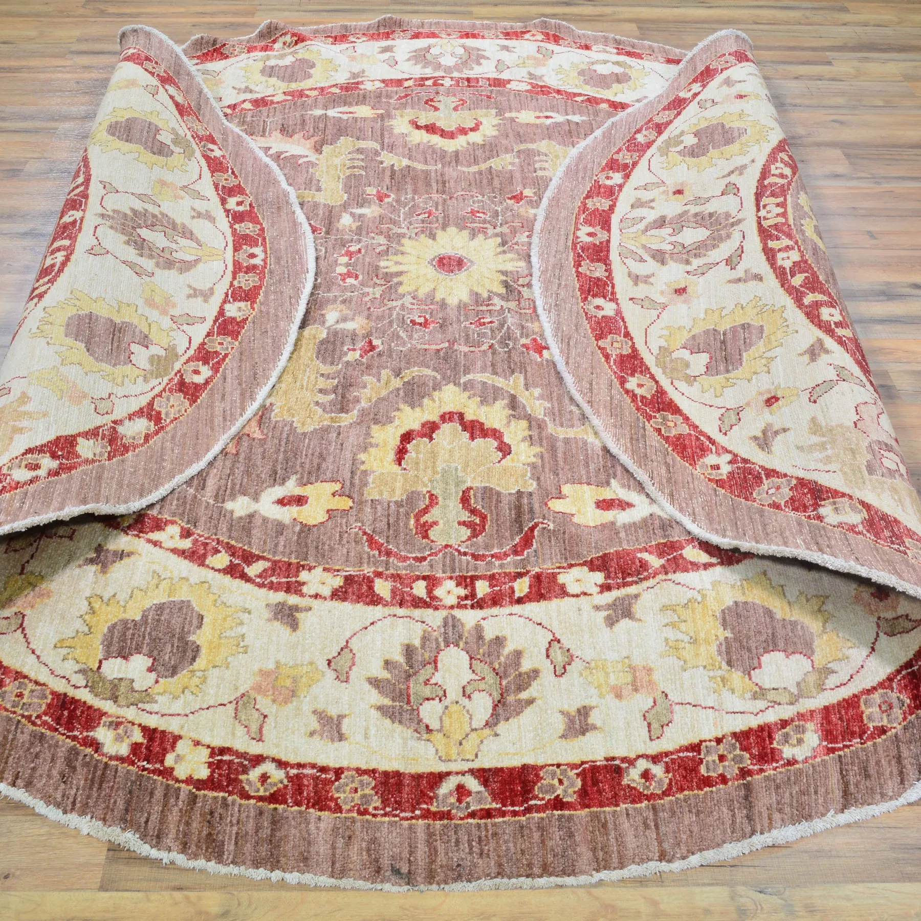 Hand-Knotted Tribal Round Peshawar Chobi Wool Handmade Oriental Rug (Size 8.3 X 8.3) Cwral-10383