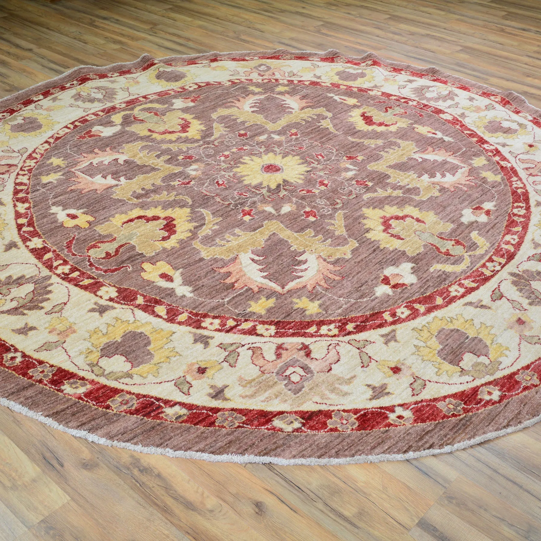 Hand-Knotted Tribal Round Peshawar Chobi Wool Handmade Oriental Rug (Size 8.3 X 8.3) Cwral-10383