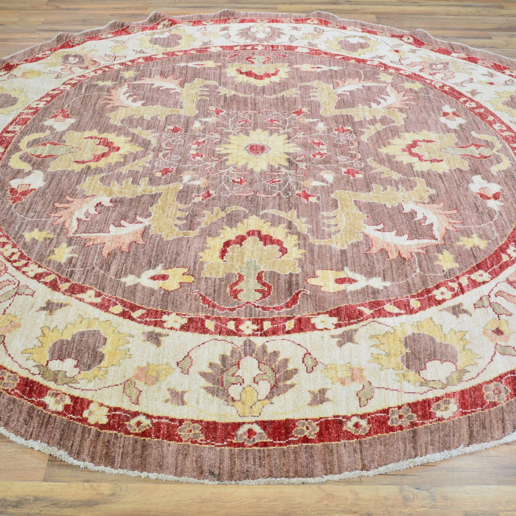 Hand-Knotted Tribal Round Peshawar Chobi Wool Handmade Oriental Rug (Size 8.3 X 8.3) Cwral-10383