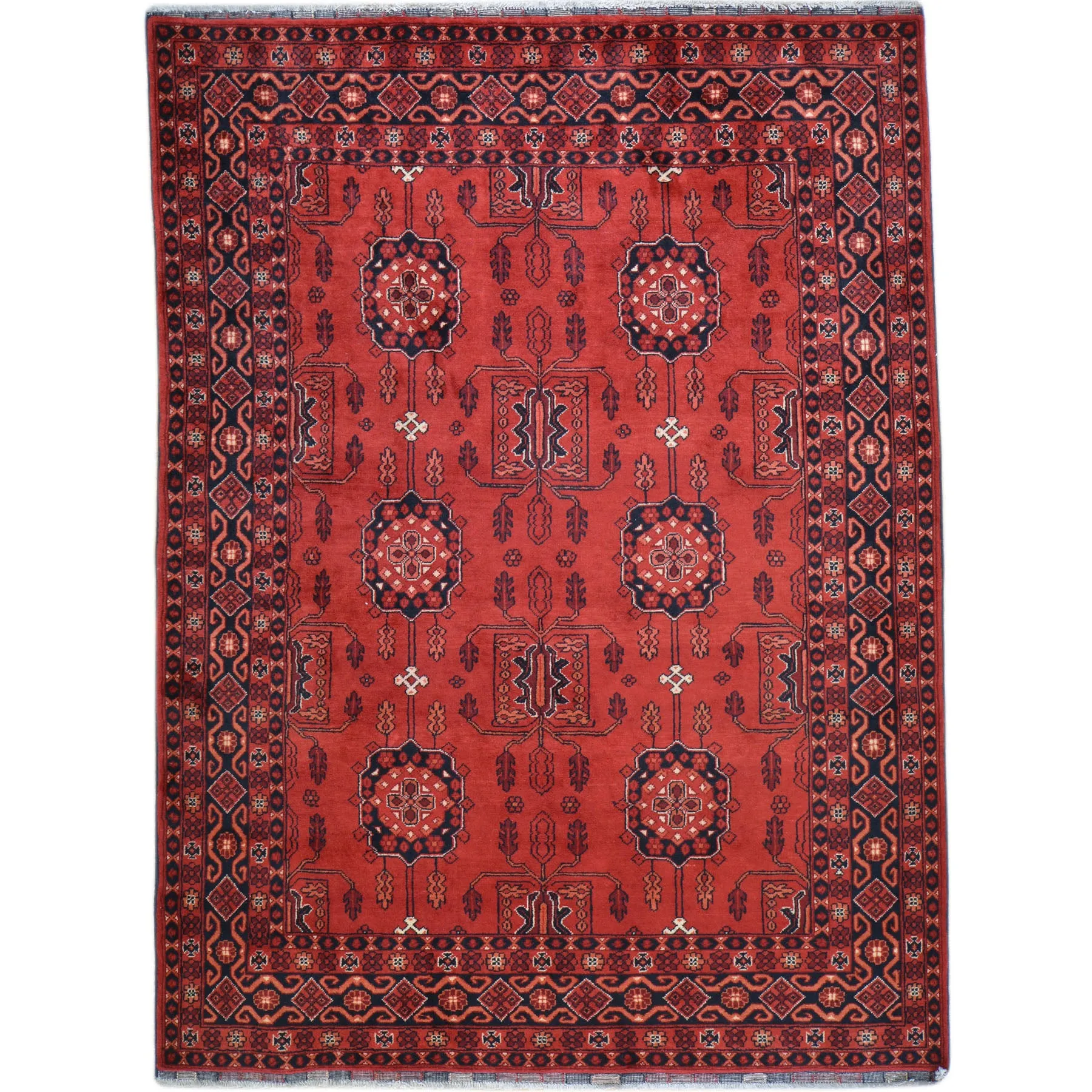 Hand-Knotted Tribal Turkoman Design Handmade Wool Rug (Size 5.0 X 6.7) Cwral-9273