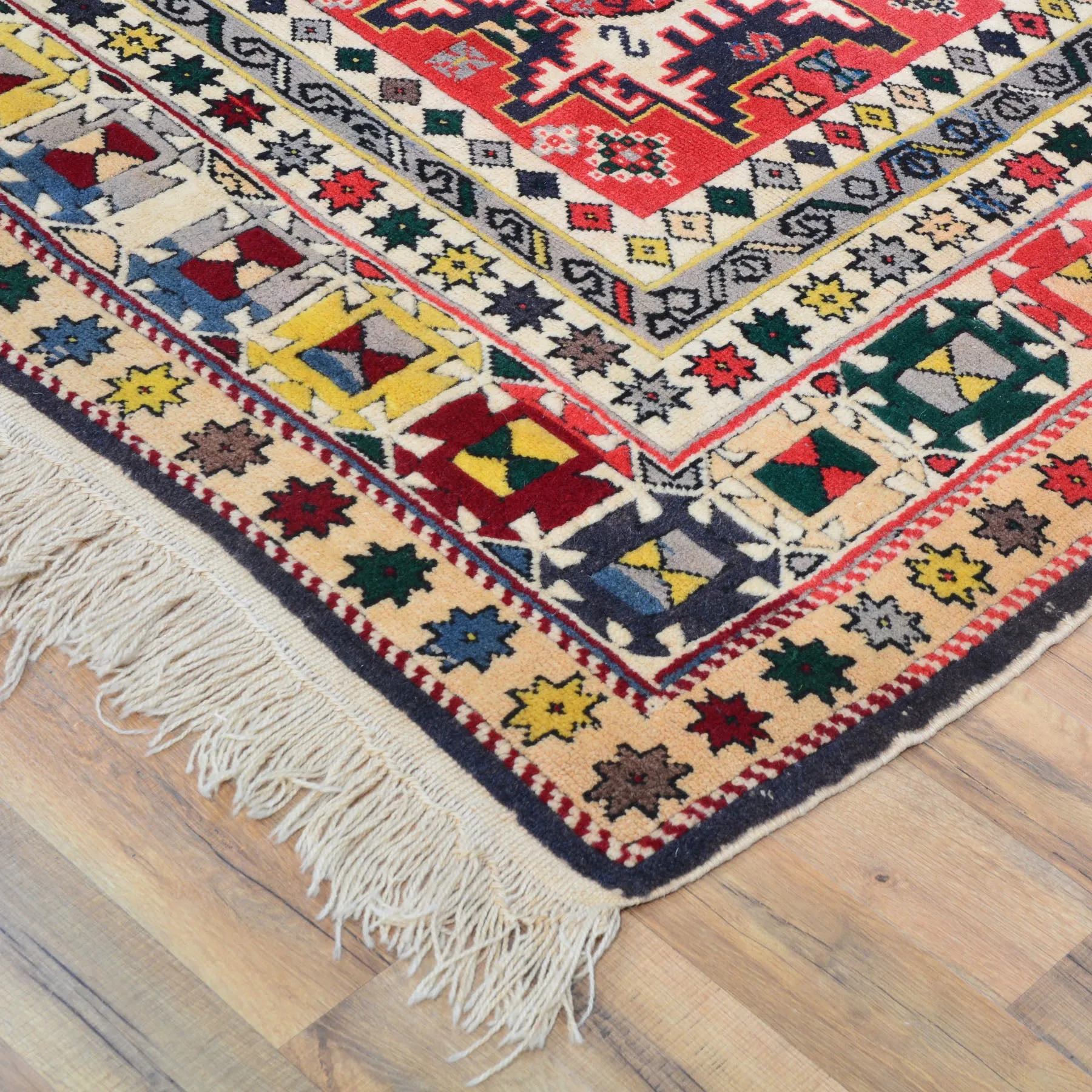 Hand-Knotted Turkish Kazak Tribal Design Handmade Wool Rug (Size 4.4 X 7.1) Brral-4809