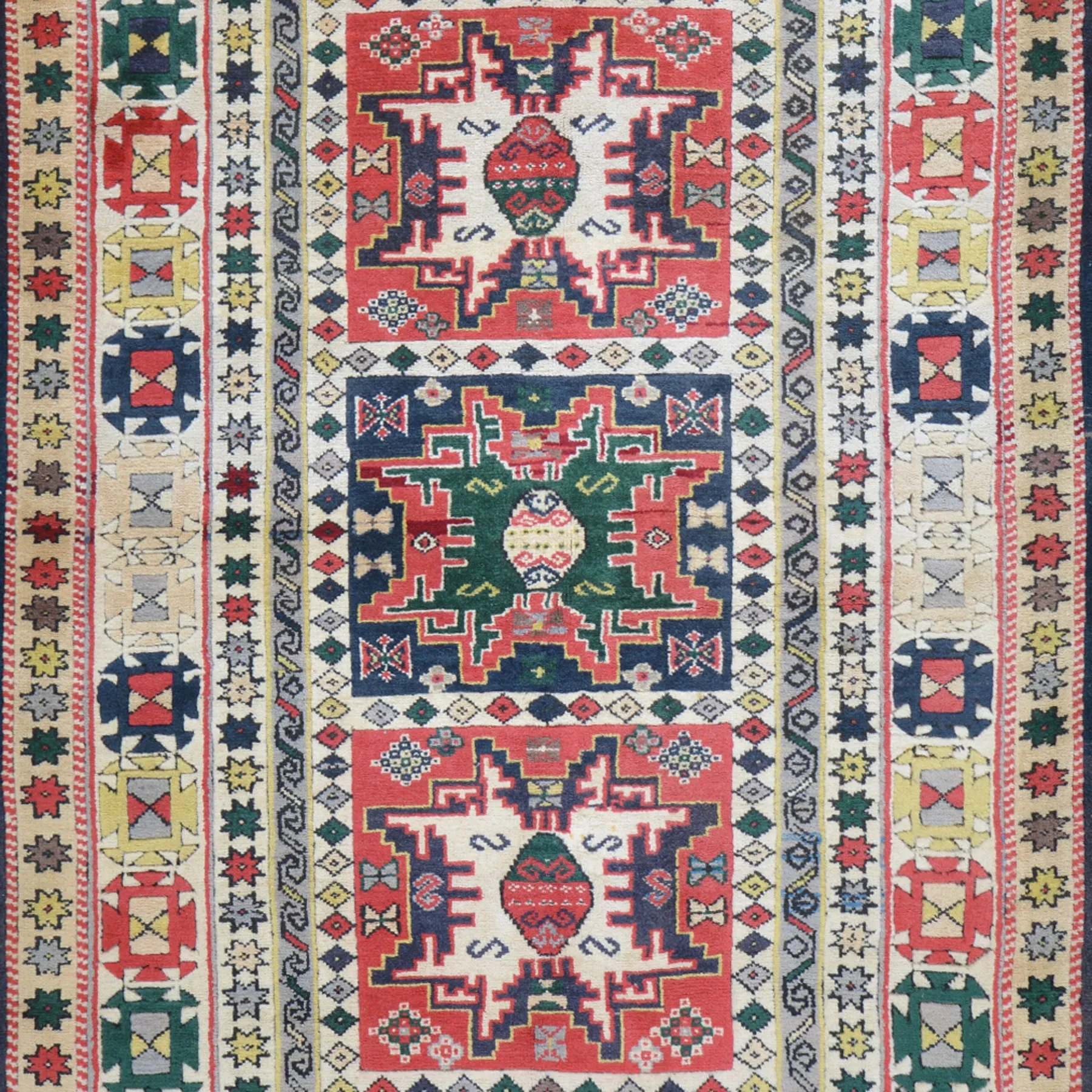 Hand-Knotted Turkish Kazak Tribal Design Handmade Wool Rug (Size 4.4 X 7.1) Brral-4809