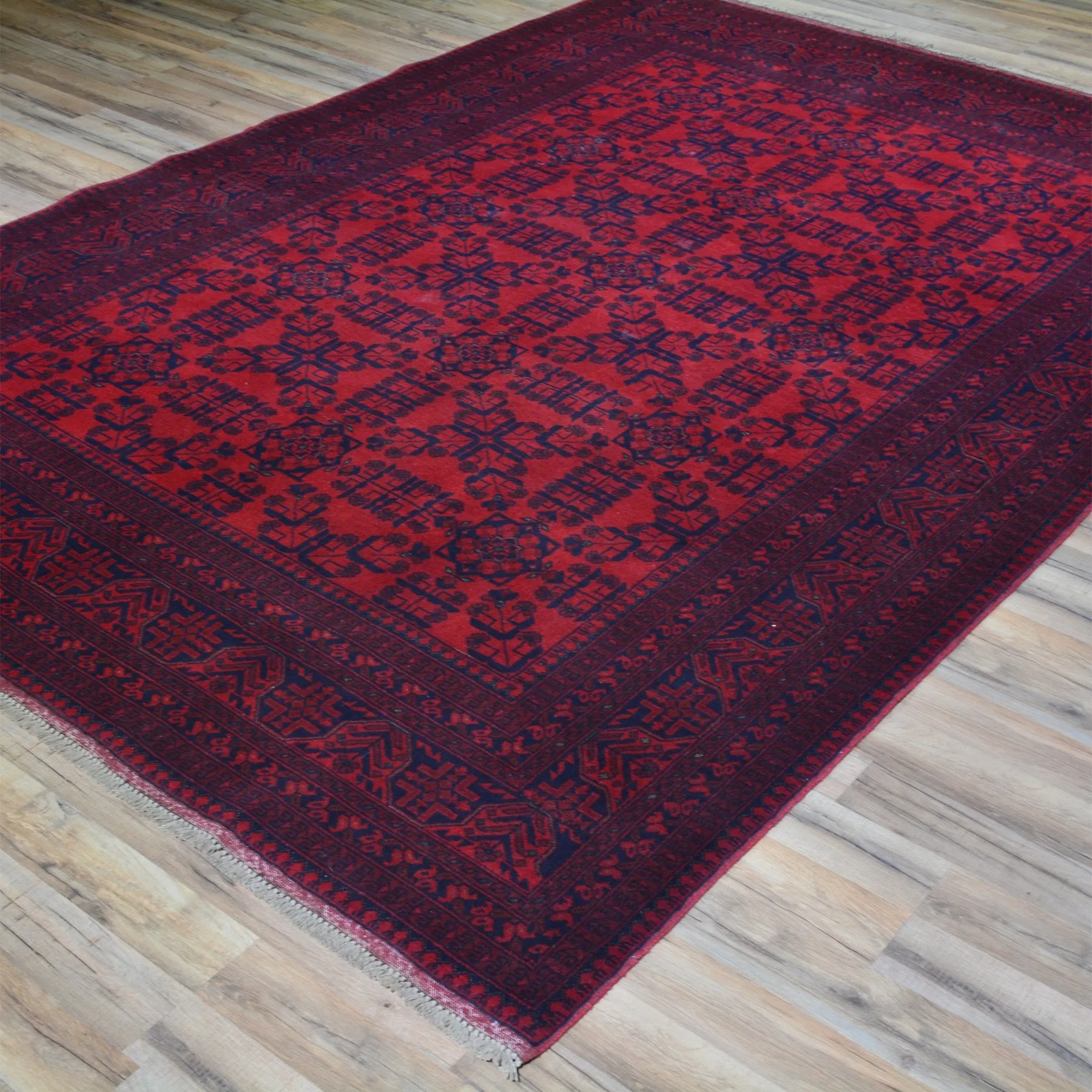 Hand-Knotted Turkmen Tribal Traditional Afghan Rug (Size 6.7 X 9.7) Brral-6336