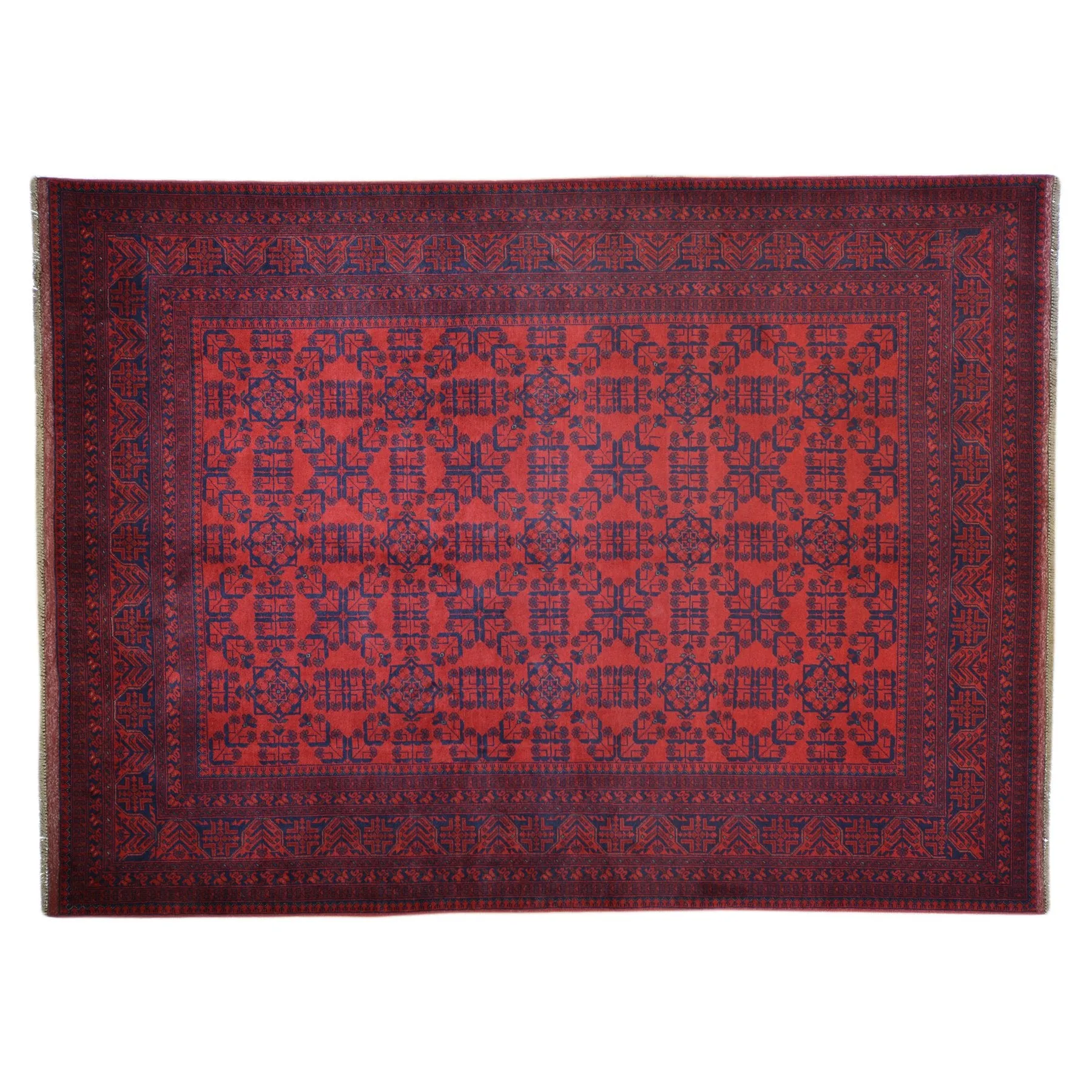 Hand-Knotted Turkmen Tribal Traditional Afghan Rug (Size 6.7 X 9.7) Brral-6336