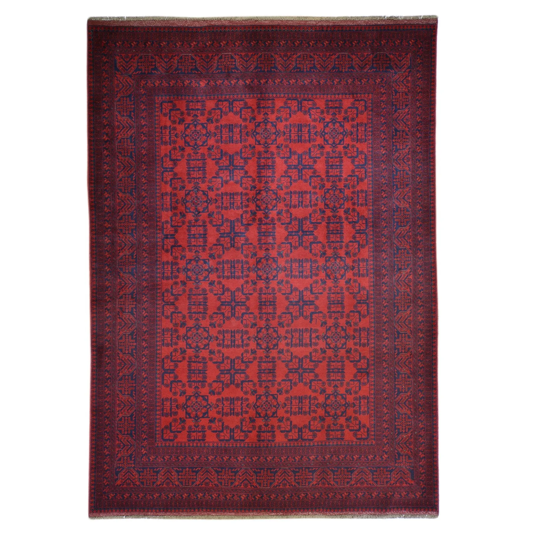 Hand-Knotted Turkmen Tribal Traditional Afghan Rug (Size 6.7 X 9.7) Brral-6336