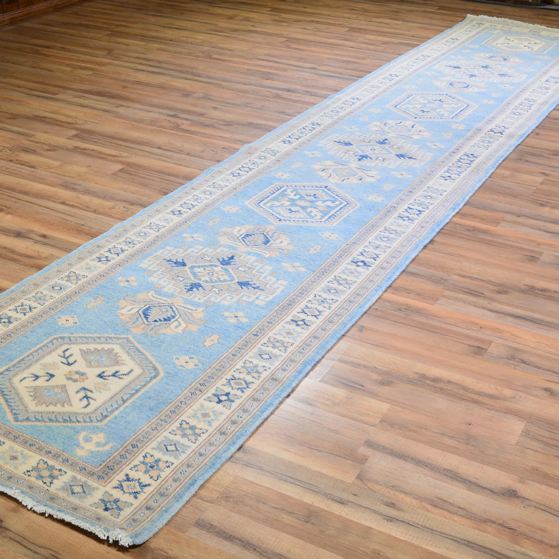 Hand-Knotted Vintage look Kazak Design Handmade Wool Rug (Size 2.8 X 14.3) Cwral-7953