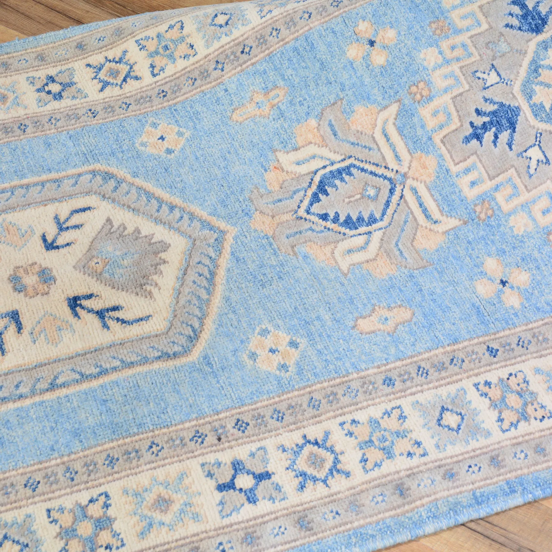 Hand-Knotted Vintage look Kazak Design Handmade Wool Rug (Size 2.8 X 14.3) Cwral-7953