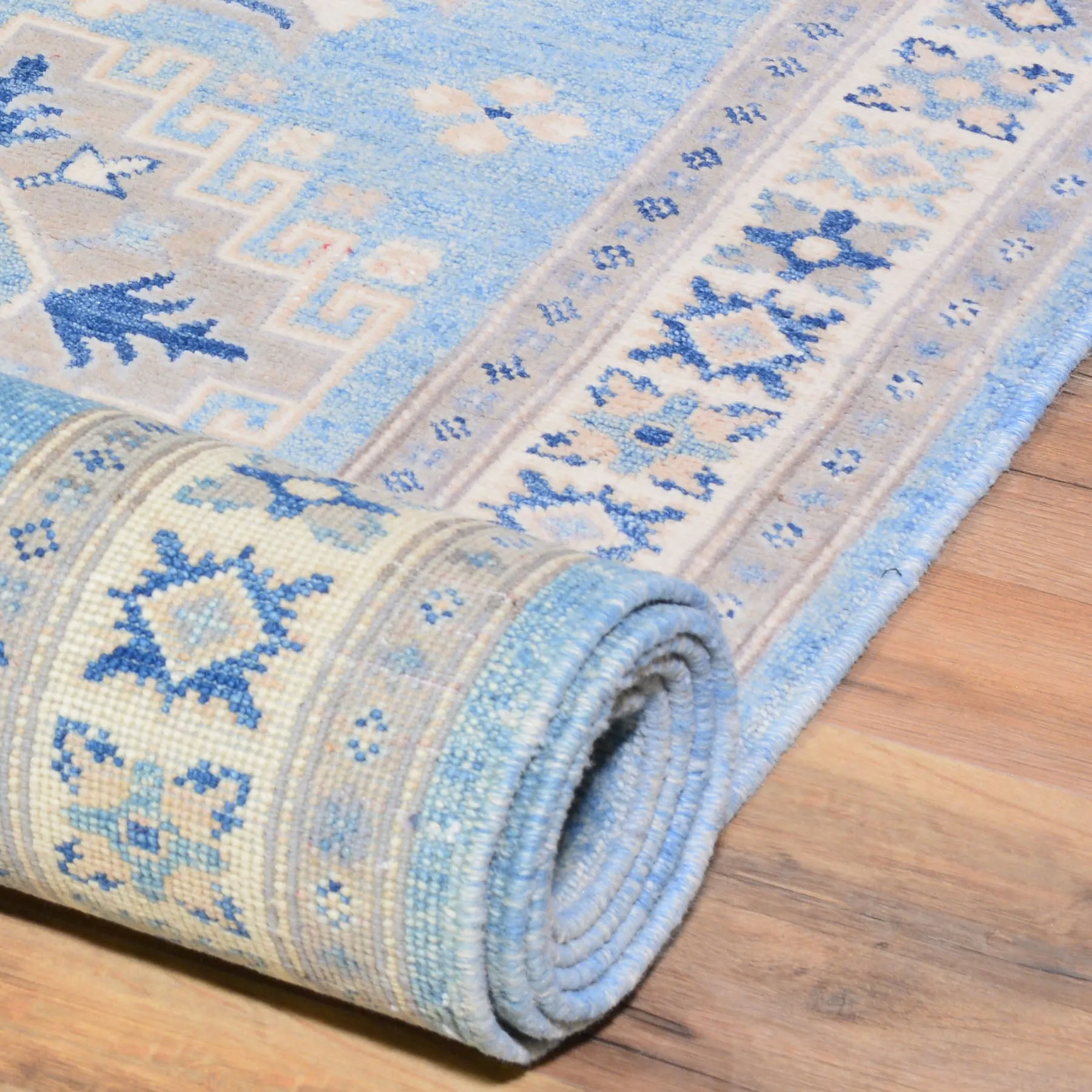 Hand-Knotted Vintage look Kazak Design Handmade Wool Rug (Size 2.8 X 14.3) Cwral-7953