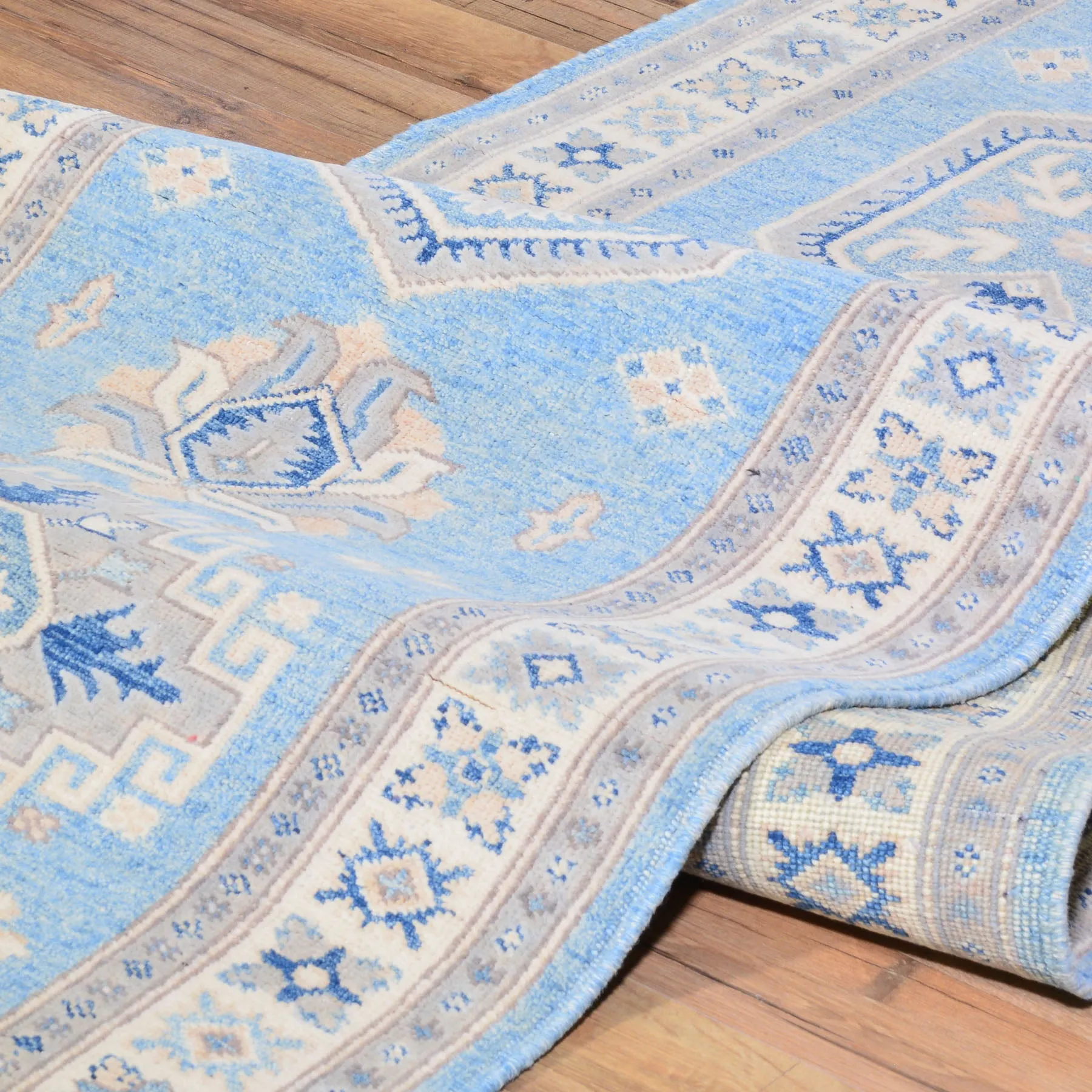 Hand-Knotted Vintage look Kazak Design Handmade Wool Rug (Size 2.8 X 14.3) Cwral-7953