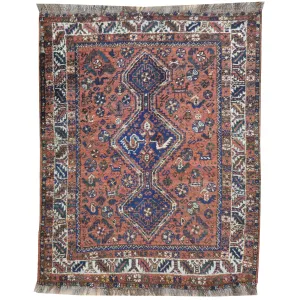 Hand-Knotted Vintage Oriental Persian Tribal Wool Rug (Size 4.1 X 4.11) Cwral-9108