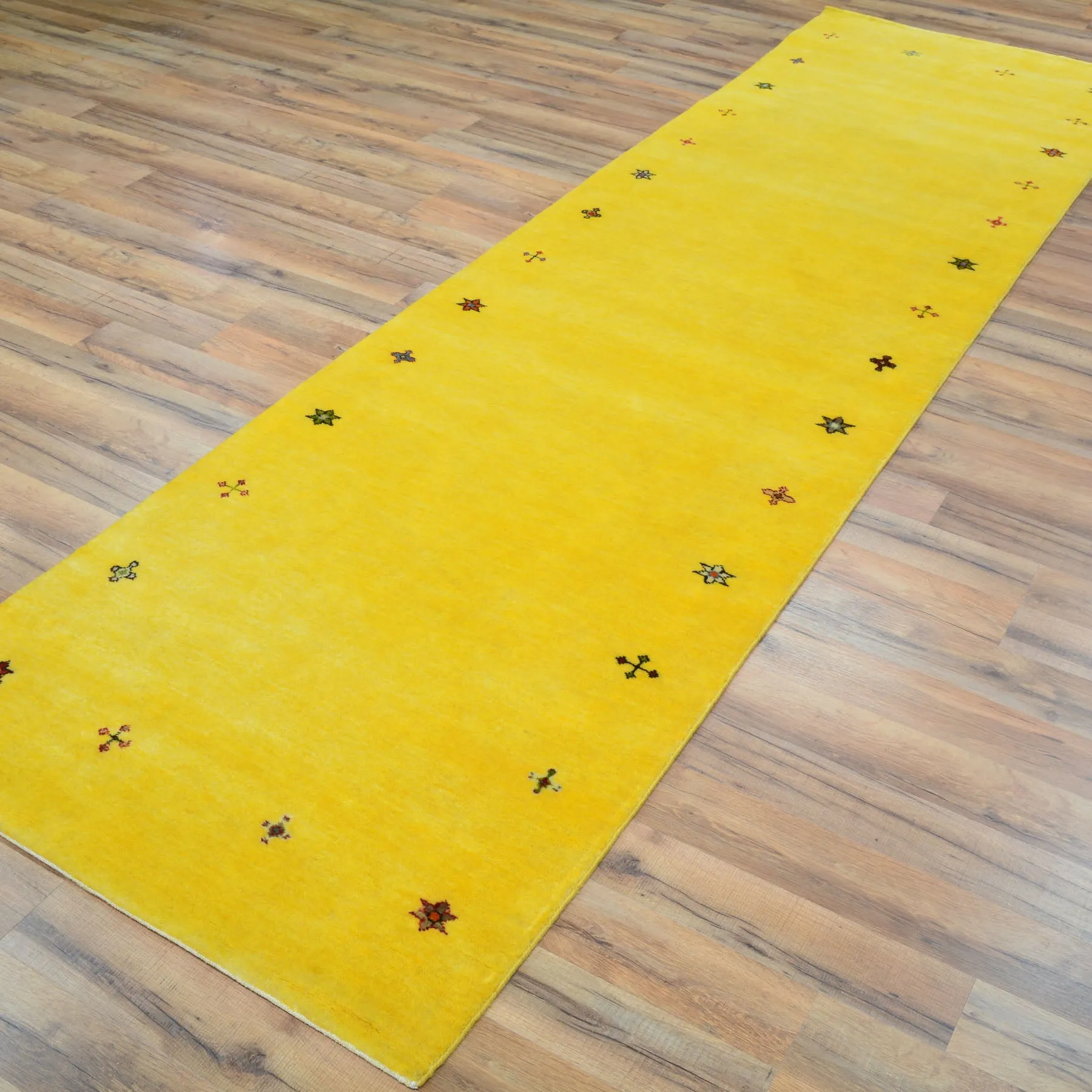 Hand-Knotted Yellow Modern Gabbeh Handmade 100% Wool Rug (Size 2.8 X 9.11) Cwral-9486