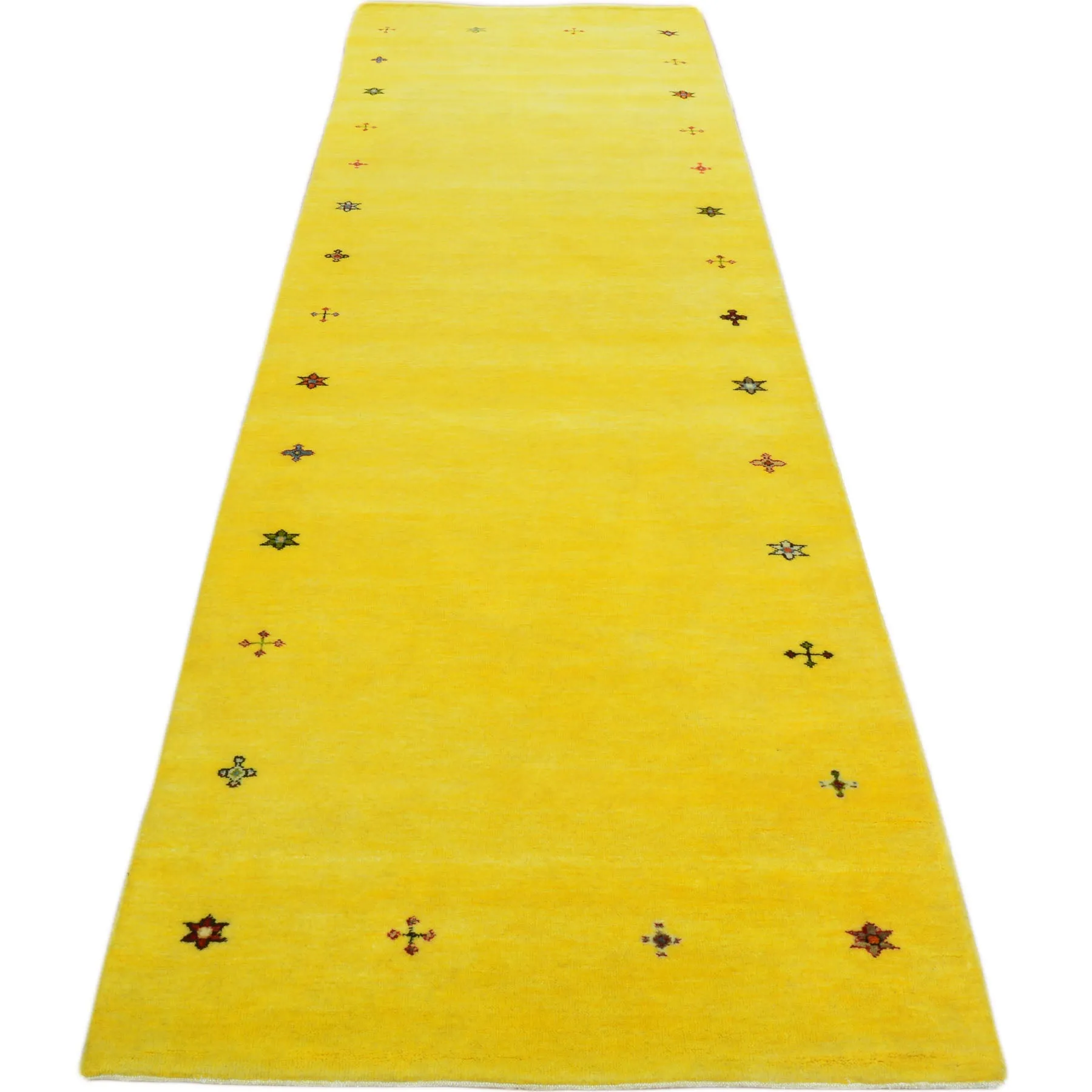 Hand-Knotted Yellow Modern Gabbeh Handmade 100% Wool Rug (Size 2.8 X 9.11) Cwral-9486