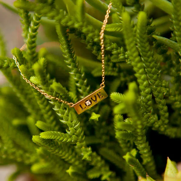 Hand stamped Love Necklace