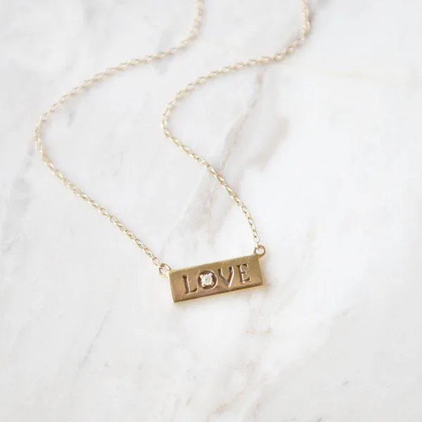 Hand stamped Love Necklace