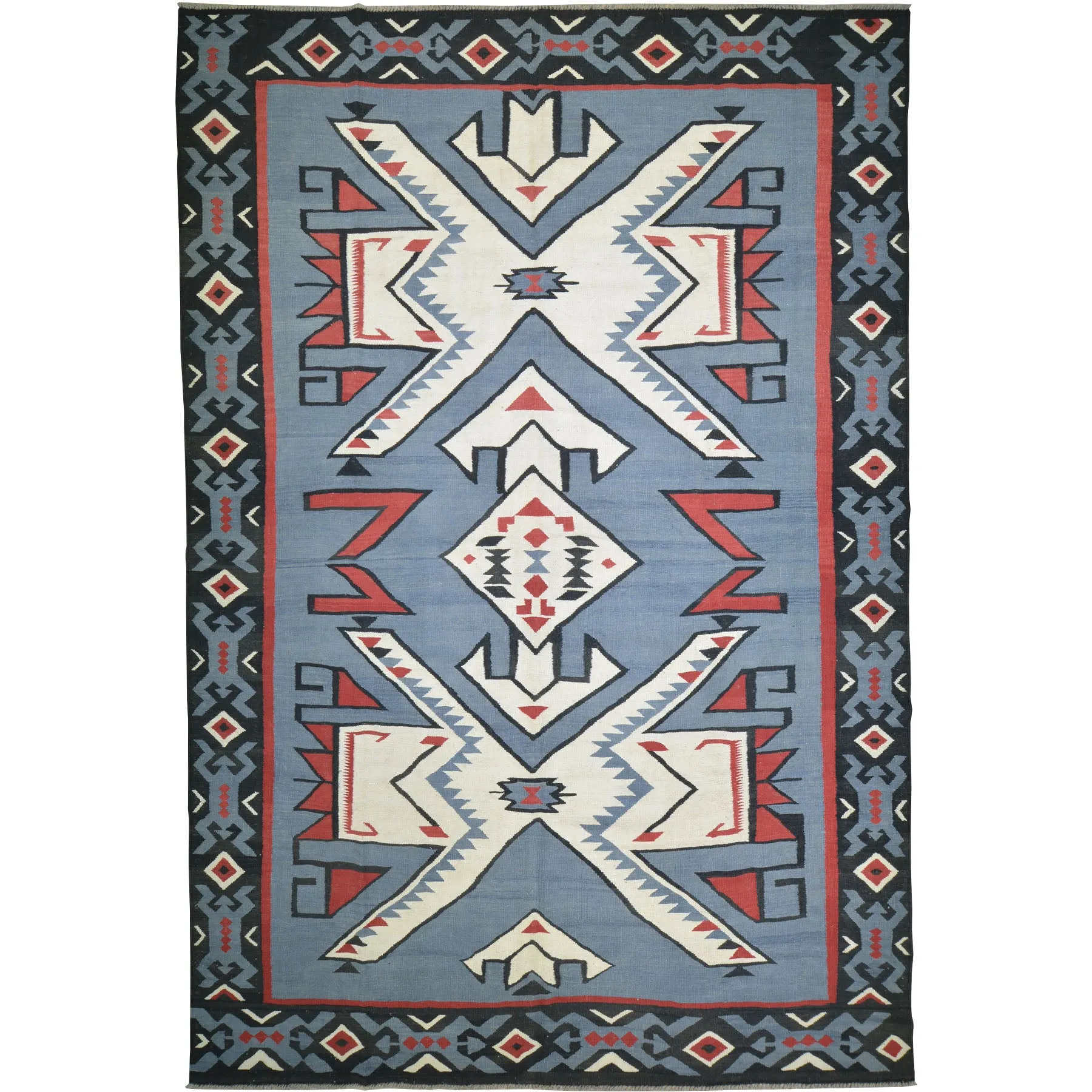 Hand-Woven Flat-Weave Southwestern Design Handmade Wool Rug (Size 8.10 X 12.8) Cwral-10953