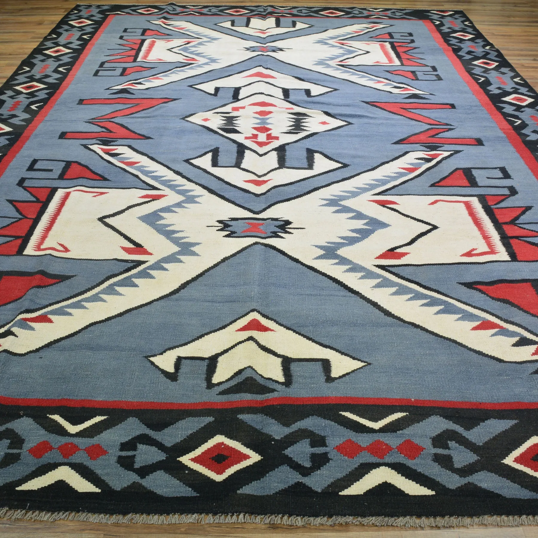 Hand-Woven Flat-Weave Southwestern Design Handmade Wool Rug (Size 8.10 X 12.8) Cwral-10953