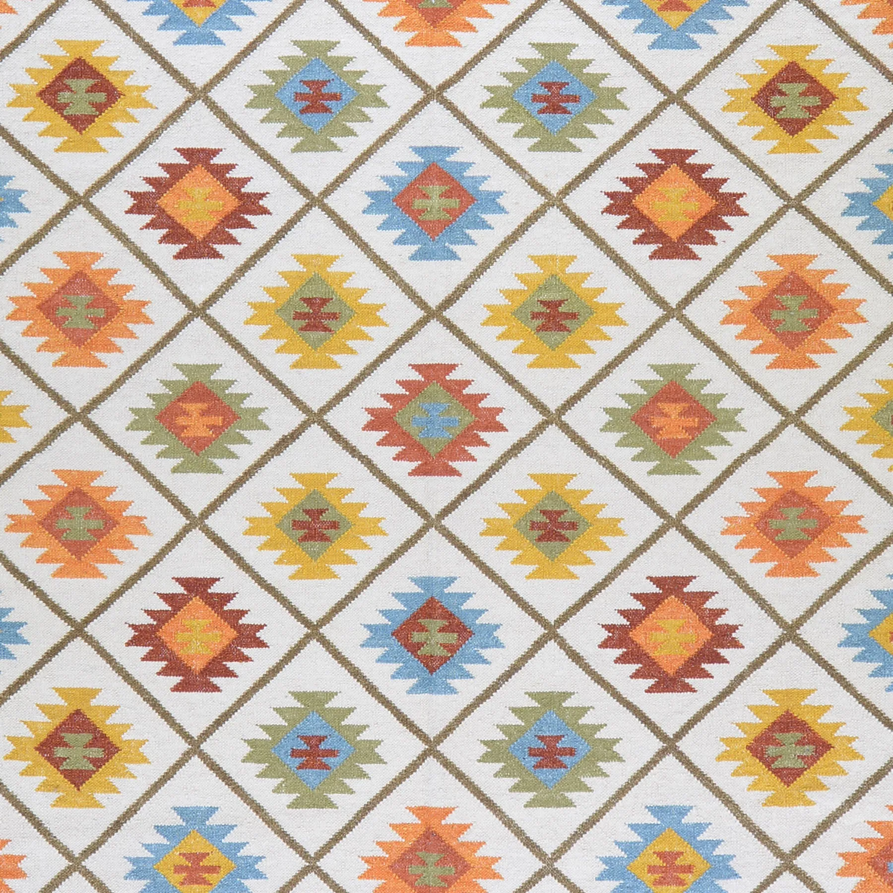 Hand-Woven Indian Durrie Kilim Reversible Wool Rug (Size 10.4 X 13.8) Brrsf-585