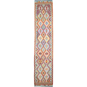 Hand-Woven Reversible Momana Kilim Handmade Wool Rug (Size 2.10 X 13.0) Cwral-10641