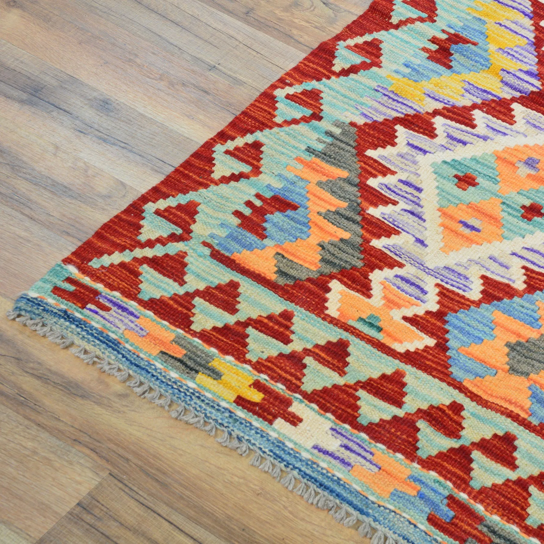 Hand-Woven Reversible Momana Kilim Handmade Wool Rug (Size 2.10 X 13.0) Cwral-10641