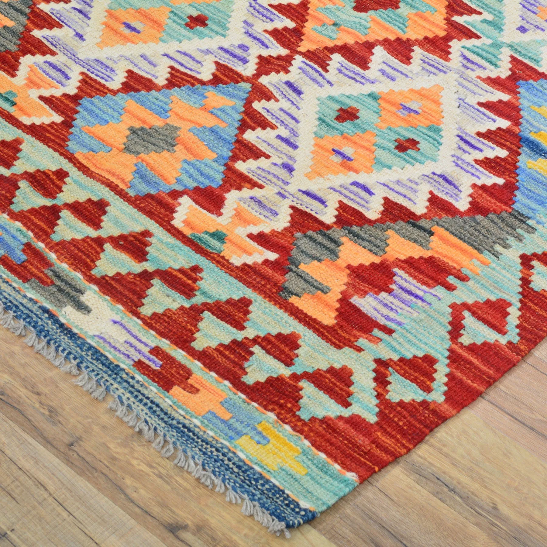 Hand-Woven Reversible Momana Kilim Handmade Wool Rug (Size 2.10 X 13.0) Cwral-10641