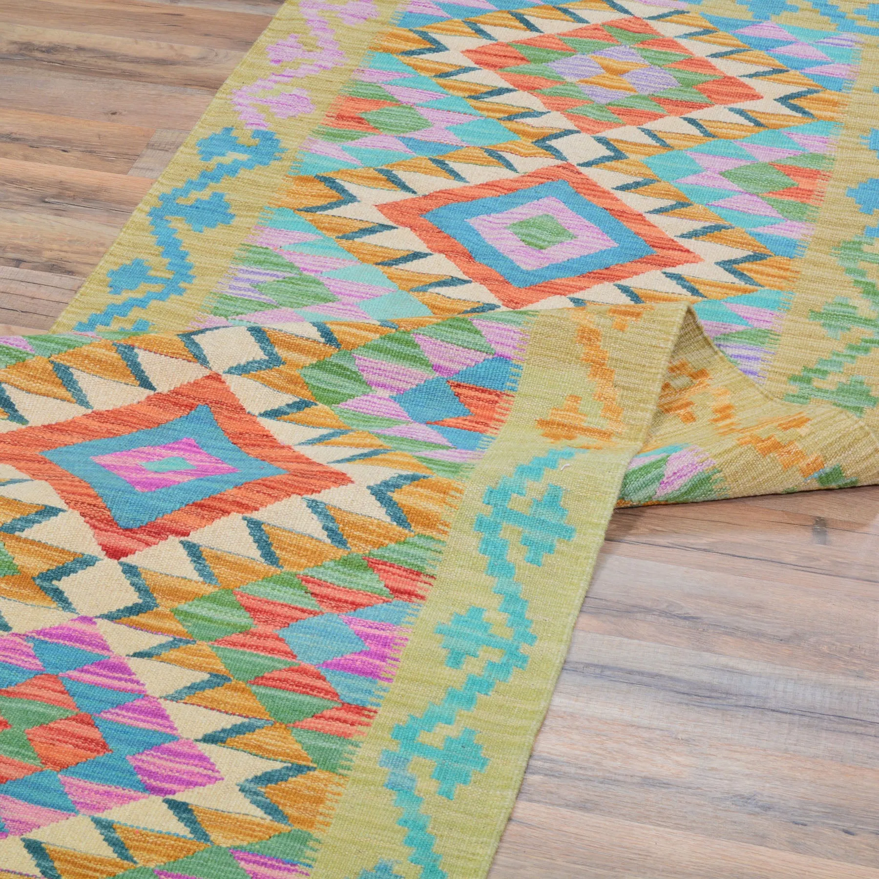 Hand-Woven Reversible Momana Kilim Handmade Wool Rug (Size 2.6 X 8.0) Cwral-10710