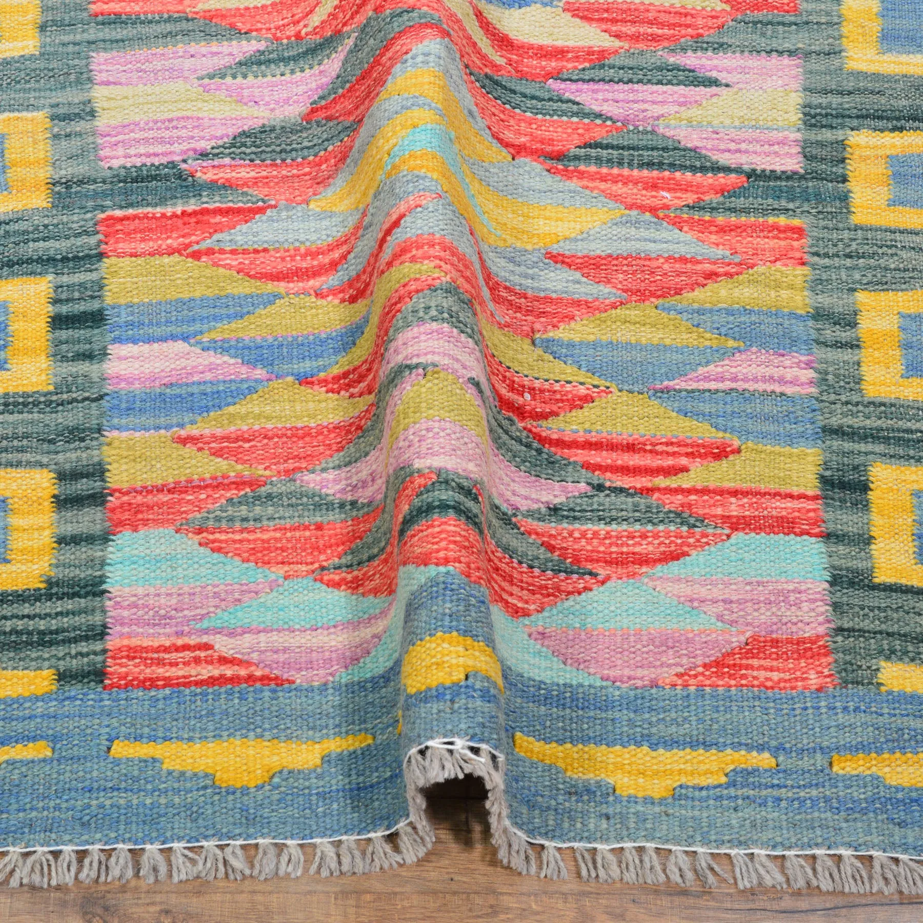 Hand-Woven Reversible Momana Kilim Handmade Wool Rug (Size 2.7 X 8.3) Cwral-10704