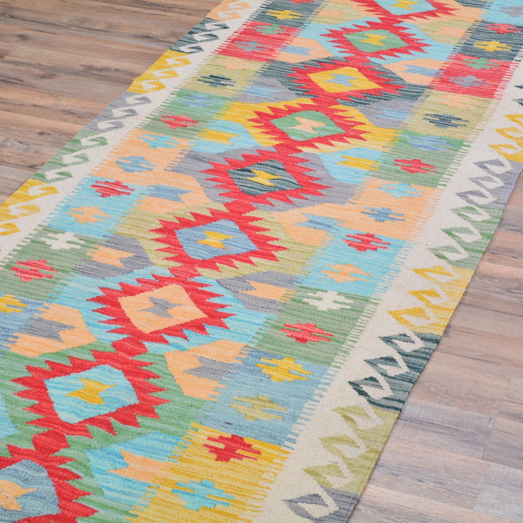 Hand-Woven Reversible Momana Kilim Handmade Wool Rug (Size 2.8 X 10.3) Cwral-10683