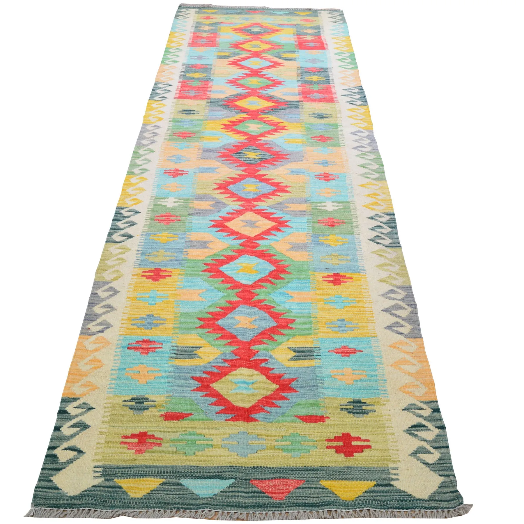 Hand-Woven Reversible Momana Kilim Handmade Wool Rug (Size 2.8 X 10.3) Cwral-10683