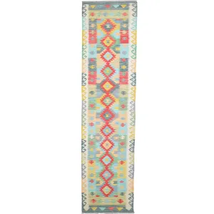 Hand-Woven Reversible Momana Kilim Handmade Wool Rug (Size 2.8 X 10.3) Cwral-10683
