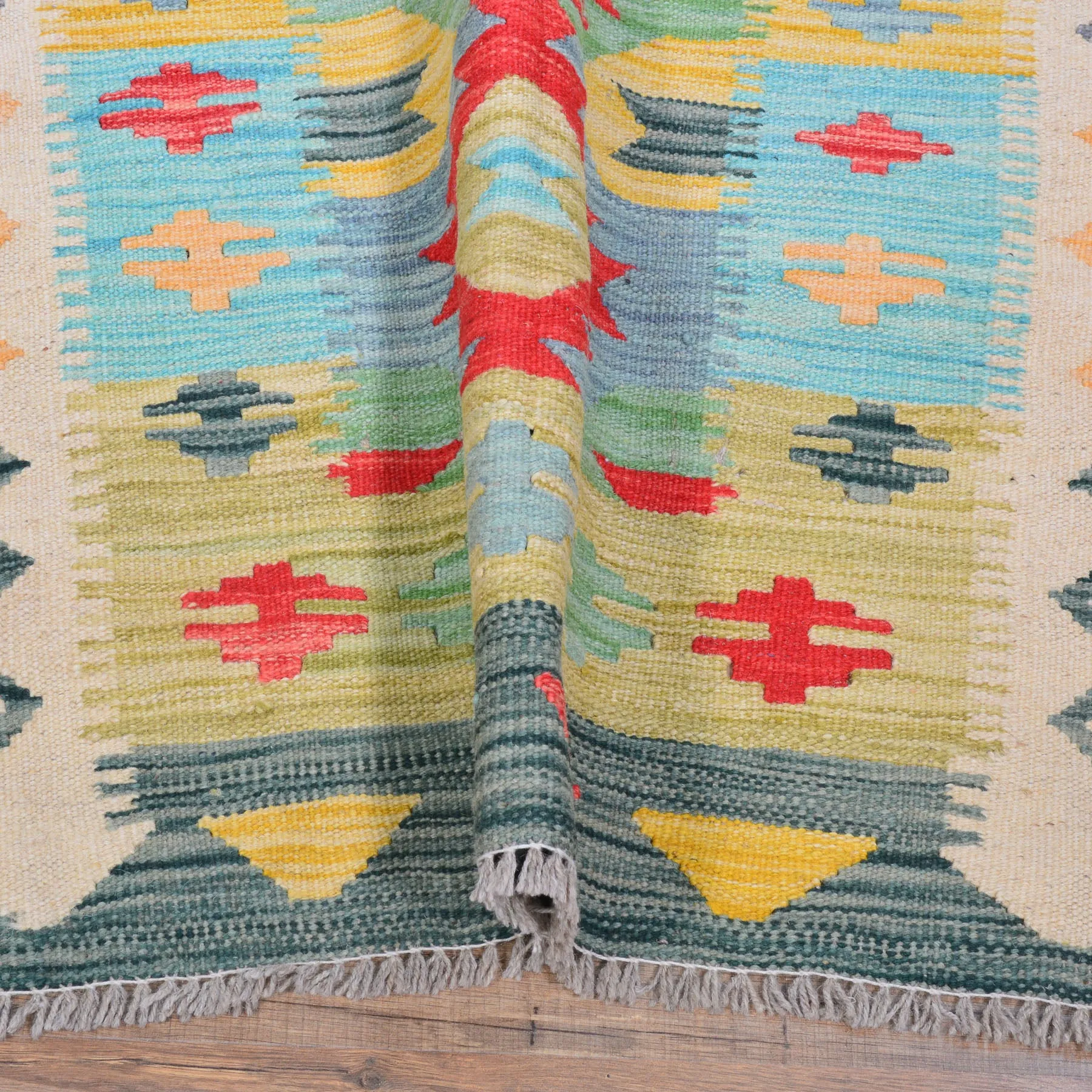 Hand-Woven Reversible Momana Kilim Handmade Wool Rug (Size 2.8 X 10.3) Cwral-10683