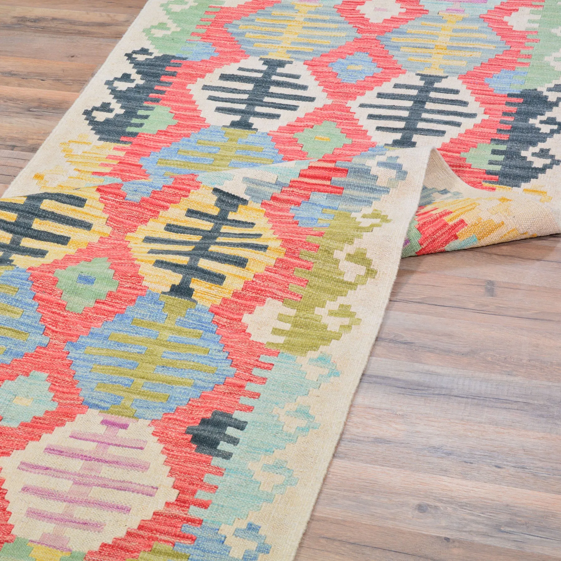 Hand-Woven Reversible Momana Kilim Handmade Wool Rug (Size 2.8 X 7.11) Cwral-10707