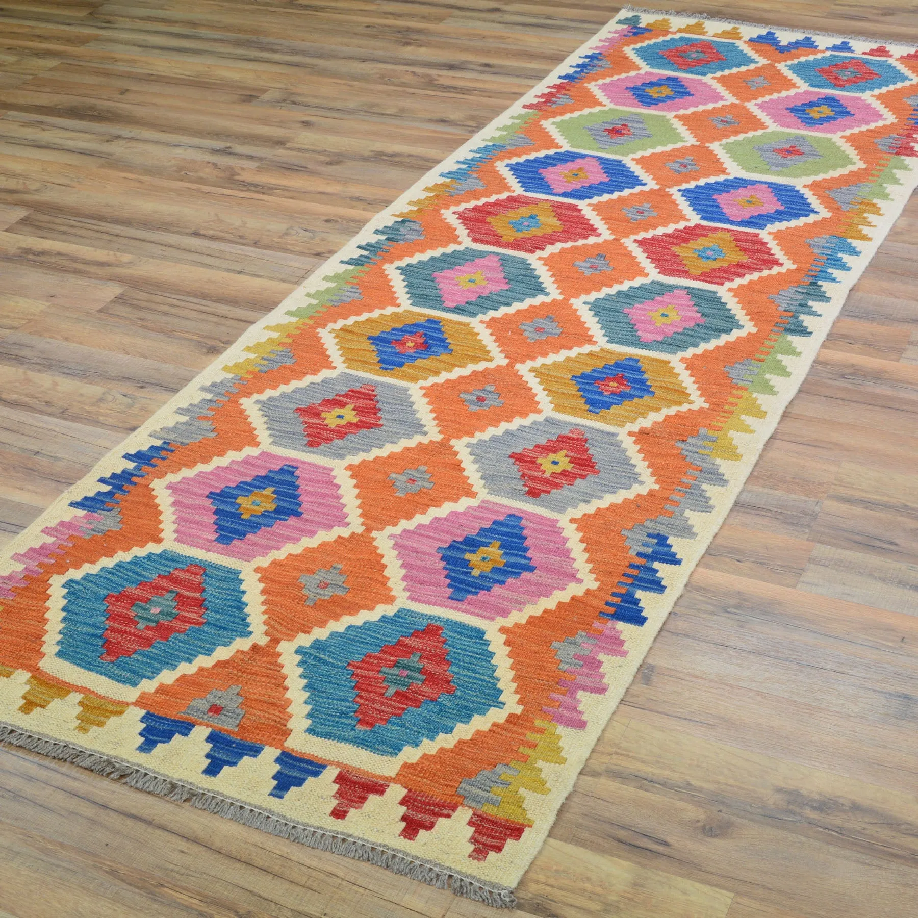 Hand-Woven Reversible Momana Kilim Handmade Wool Rug (Size 2.9 X 8.1) Cwral-10713