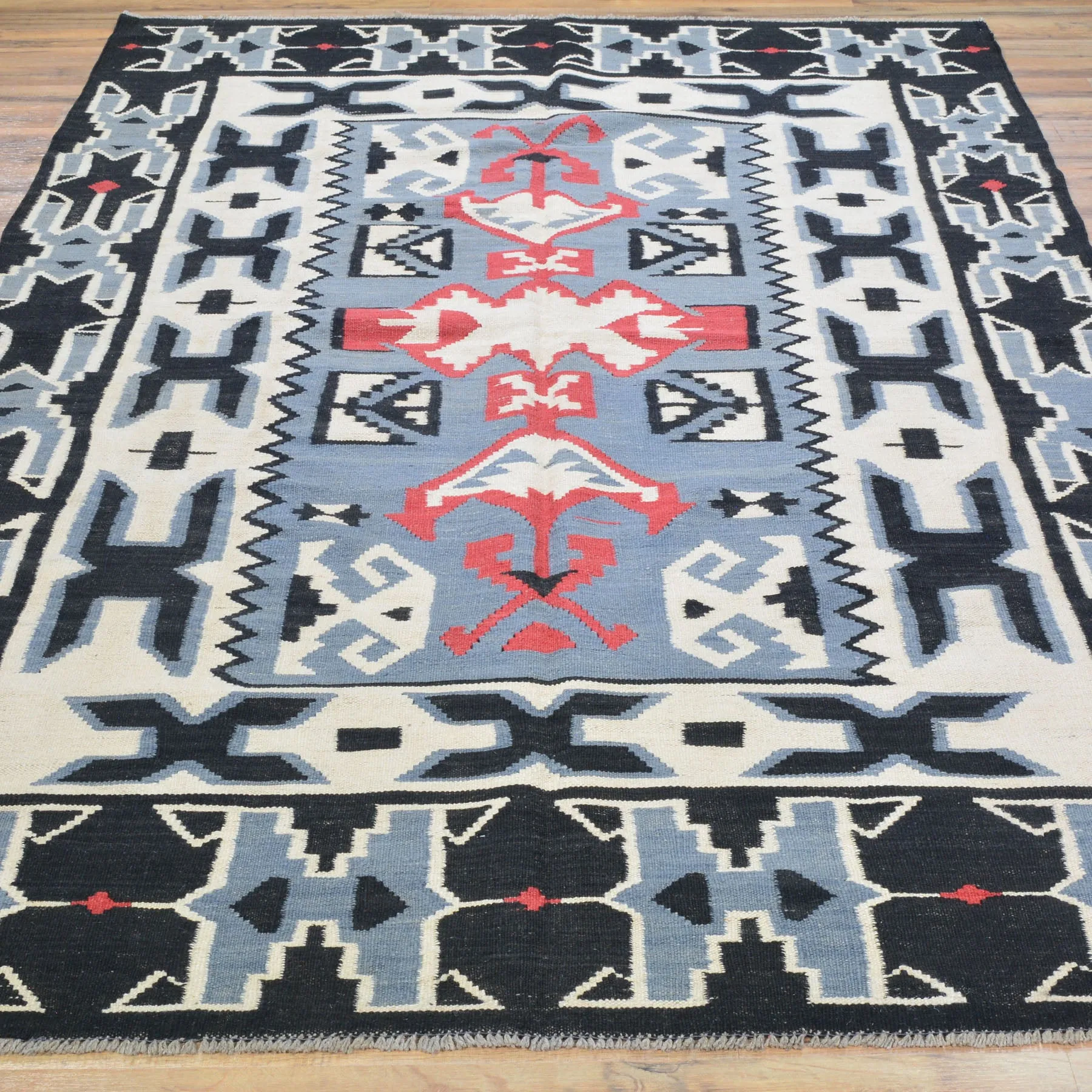 Hand-Woven Reversible Southwestern Design Handmade Wool Rug (Size 5.2 X 8.3) Cwral-10938