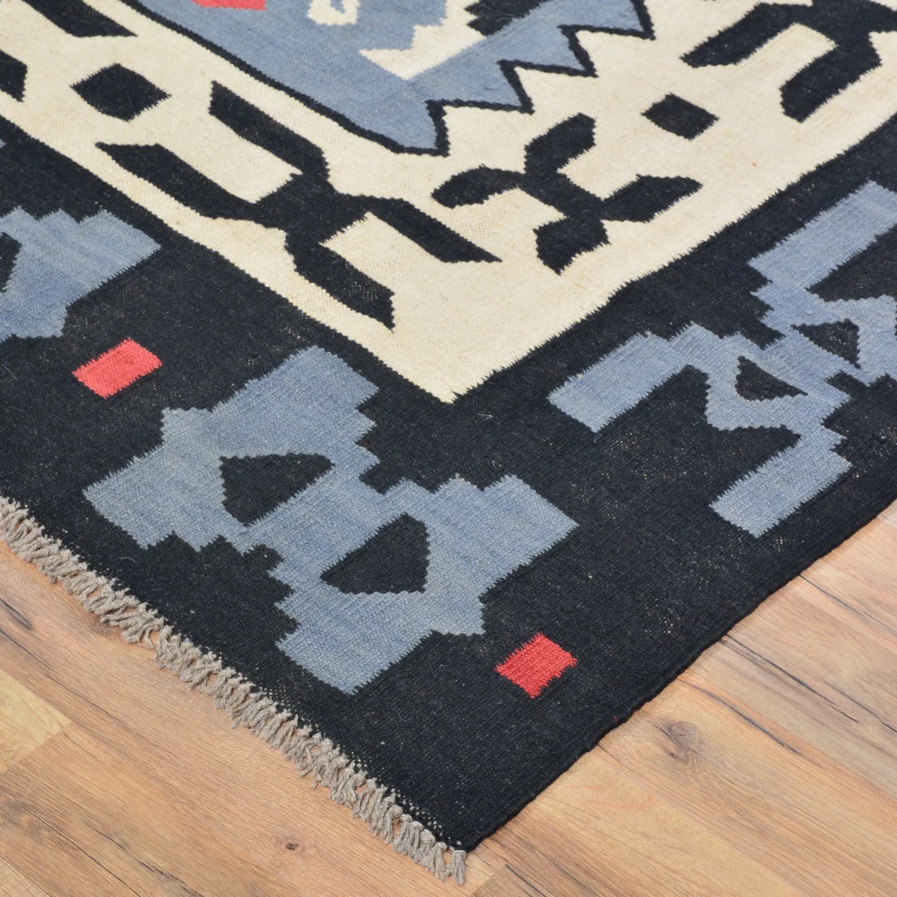 Hand-Woven Reversible Southwestern Design Handmade Wool Rug (Size 6.0 X 9.0) Cwral-10935