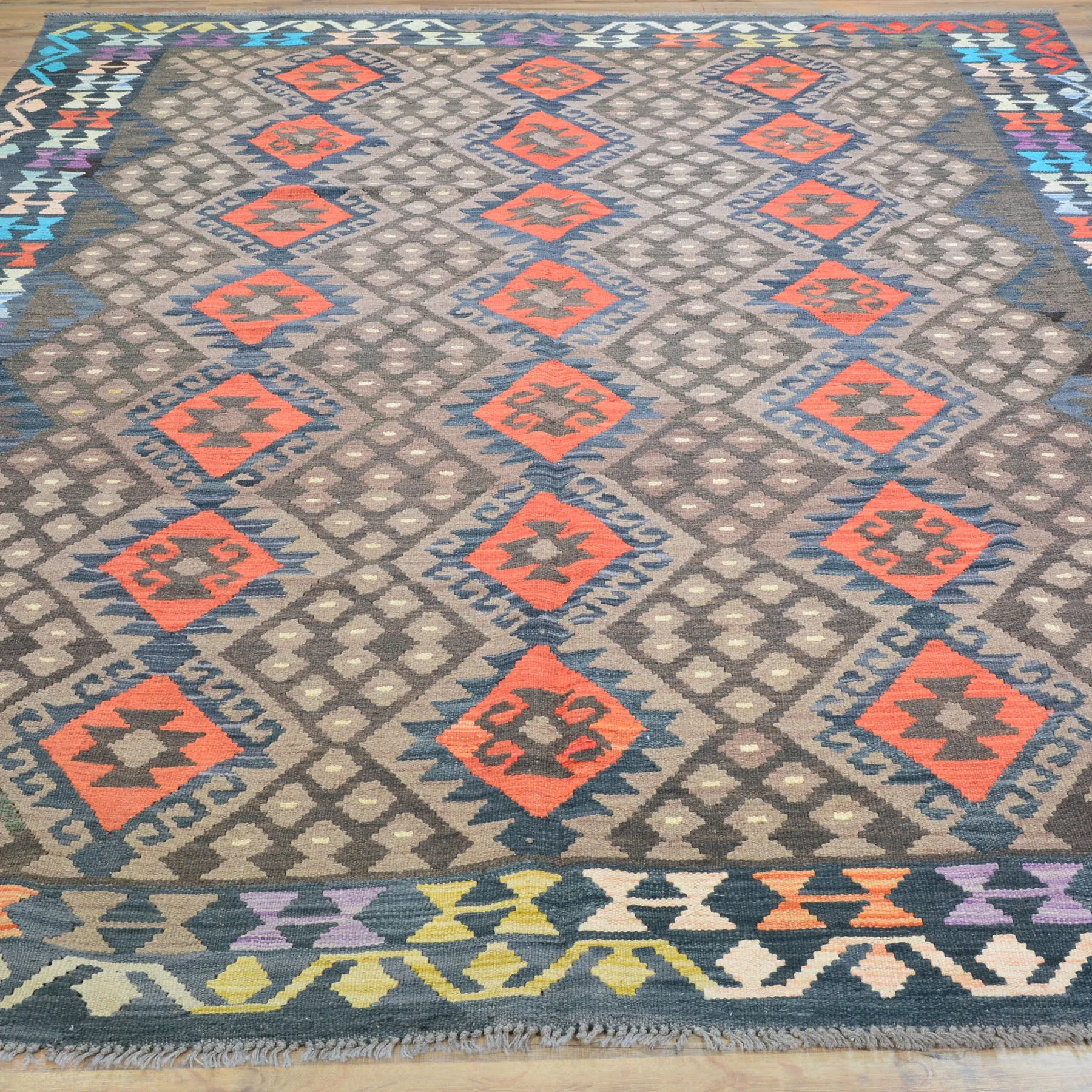 Hand-Woven Reversible Traditional Design Handmade Kilim Rug (Size 6.9 X 9.5) Cwral-10794