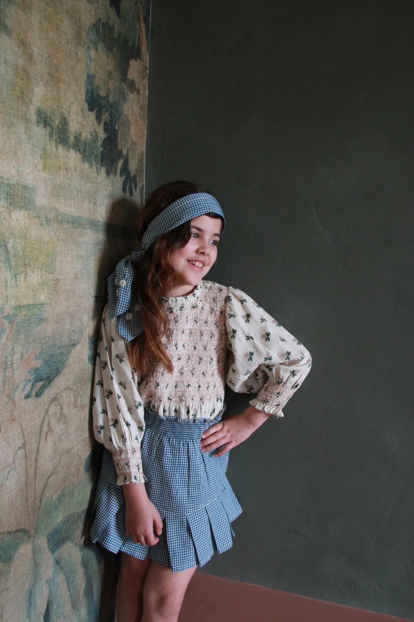 Handsmock Blouse in Hazelnut Flowers Print by Bonjour