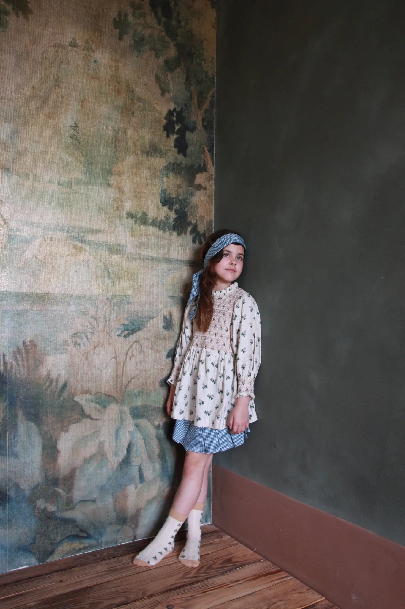 Handsmock Blouse in Hazelnut Flowers Print by Bonjour