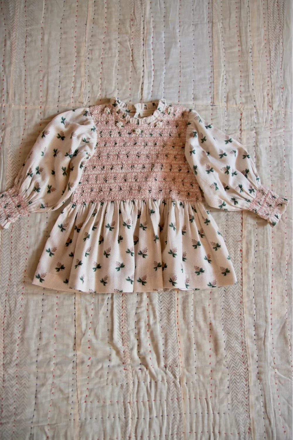 Handsmock Blouse in Hazelnut Flowers Print by Bonjour
