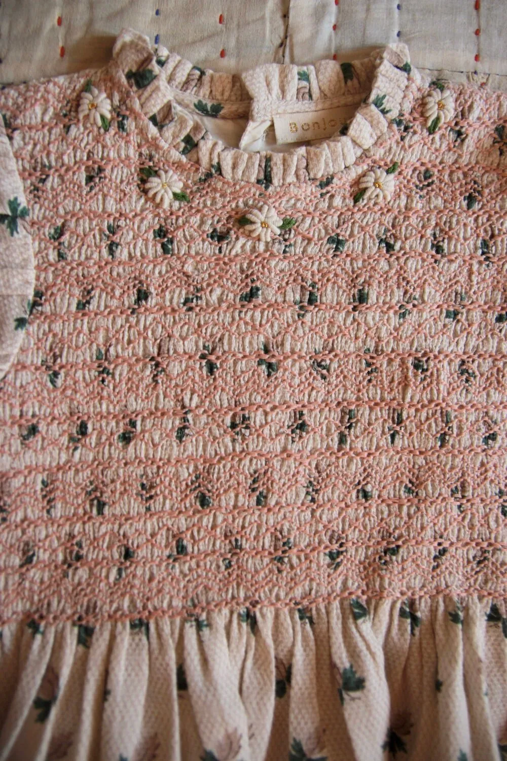 Handsmock Blouse in Hazelnut Flowers Print by Bonjour