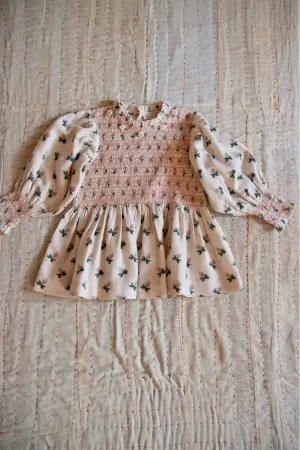 Handsmock Blouse in Hazelnut Flowers Print by Bonjour