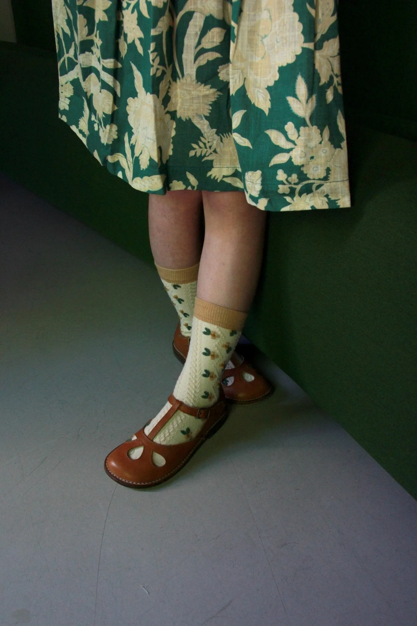 Handsmock Dress in Autumnal Green by Bonjour