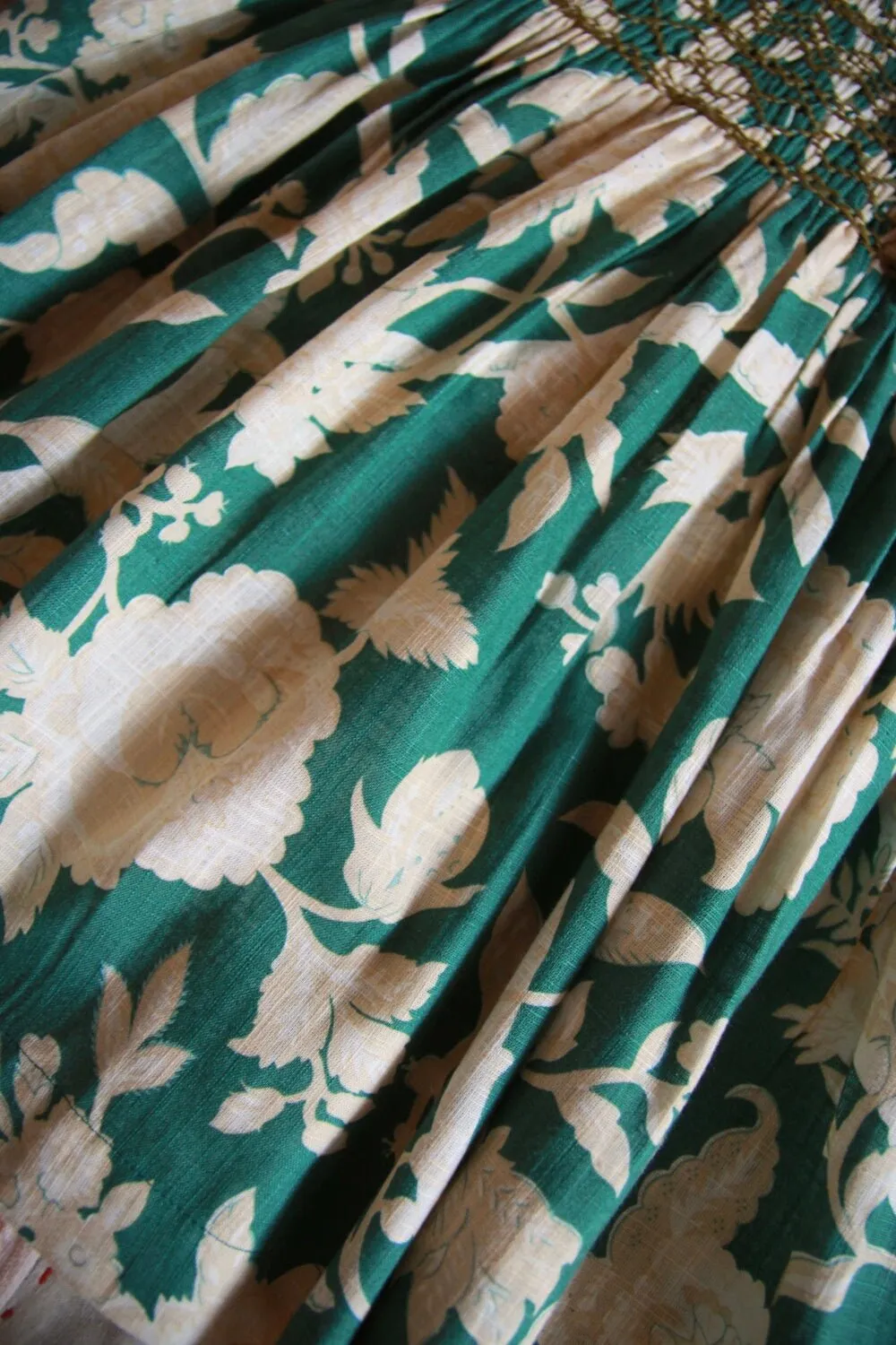Handsmock Dress in Autumnal Green by Bonjour