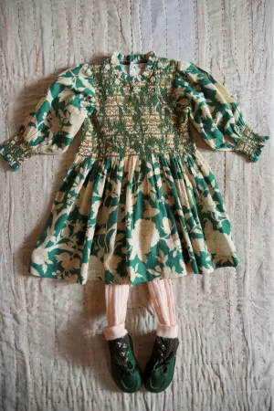Handsmock Dress in Autumnal Green by Bonjour