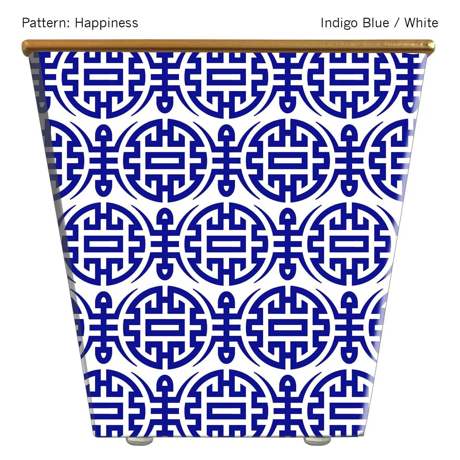 Happiness Cachepot - Indigo Blue/White