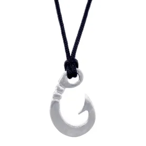 Hard Edge Fish Hook Necklace, 1.25 Inch Size by Manny Puig in Sterling Silver