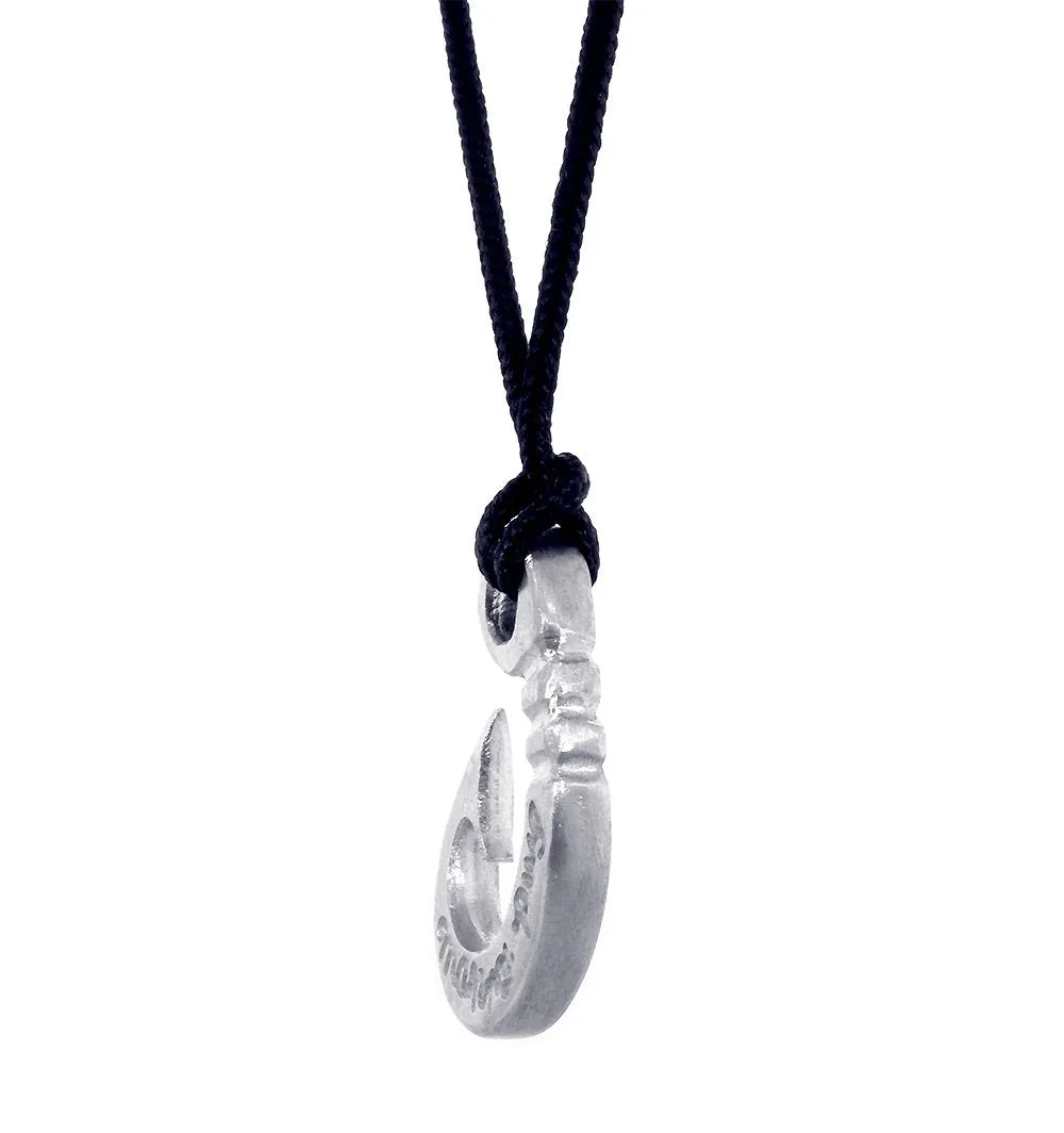 Hard Edge Fish Hook Necklace, 1.25 Inch Size by Manny Puig in Sterling Silver