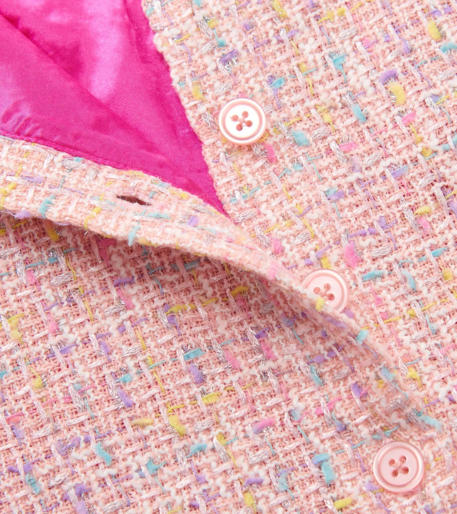 Hatley Girls Aurora Pink Tweed Faux Fur Trim Dress