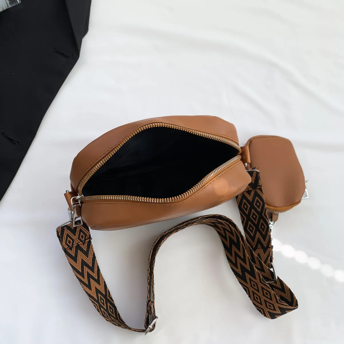 Hayes Stitching Faux Leather Shoulder Bag