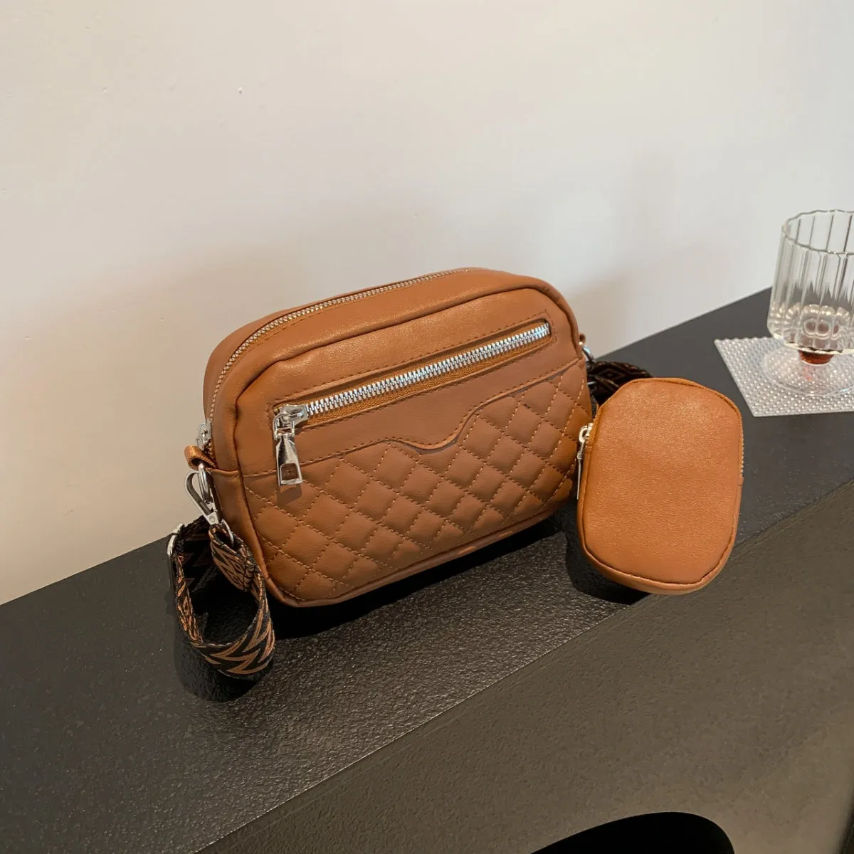 Hayes Stitching Faux Leather Shoulder Bag